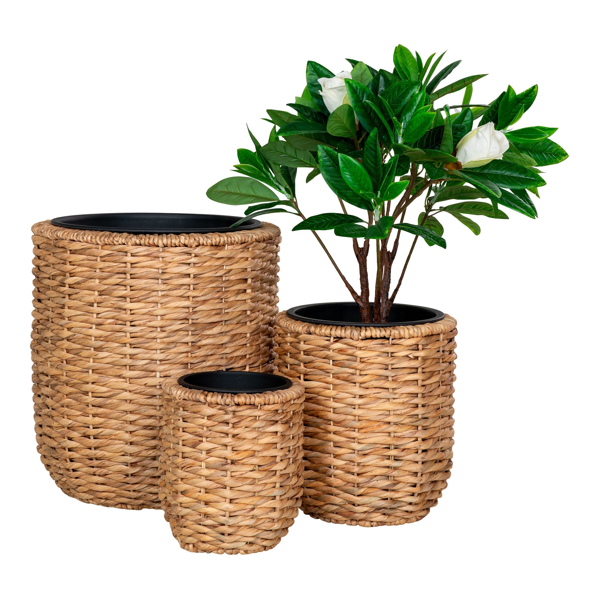 Hanoi – Blumentöpfe aus Wasserhyazinthe, natur, Set aus 3
